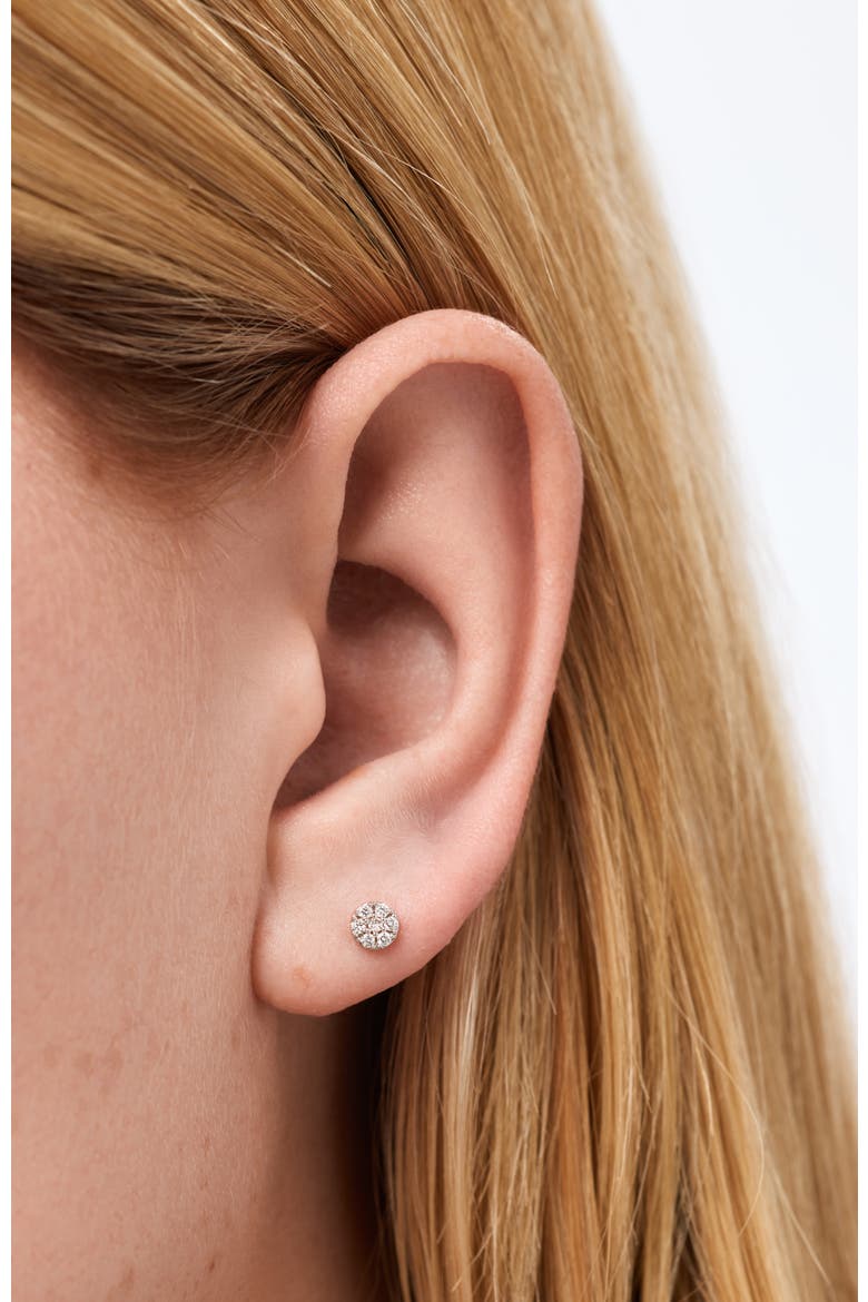 Solid Yellow Gold - Diamond Circle Flatback Single Stud, Alternate, color, Gold