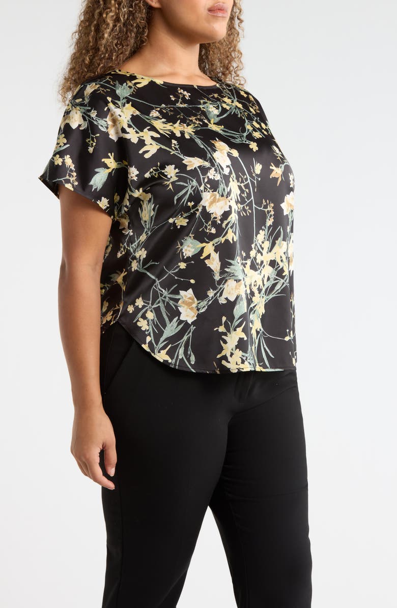 Anne Klein Floral Print Bateau Neck Top, Alternate, color, 