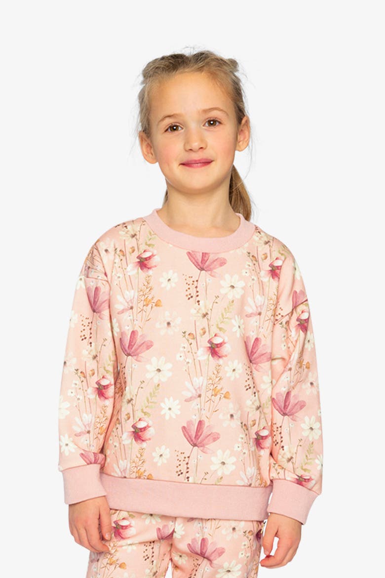 French Terry Floral Ribbed Cuff Sweatshirt, Alternate, color, Pink Printed Flowers