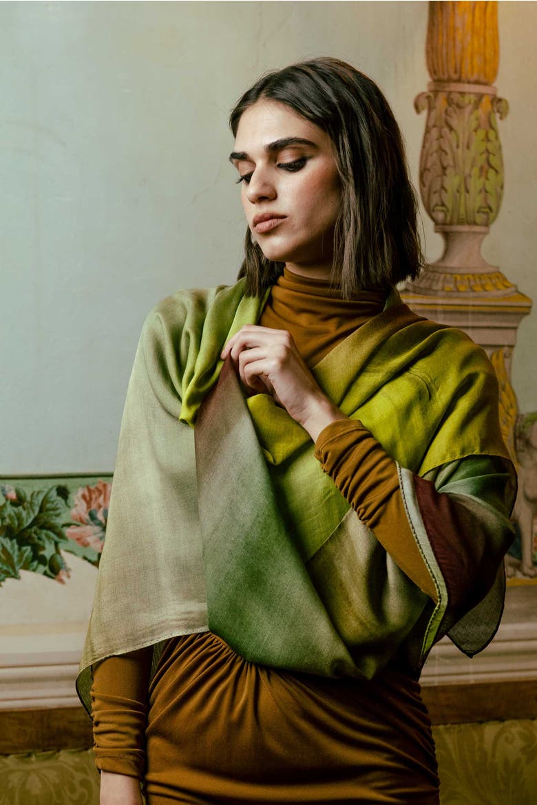 Etna - Modal Silk Scarf Shawl, Alternate, color, Green