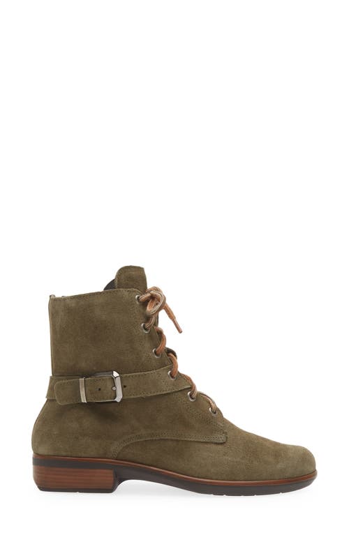 Naot Alize Zip Combat Boot In Oily Olive Suede