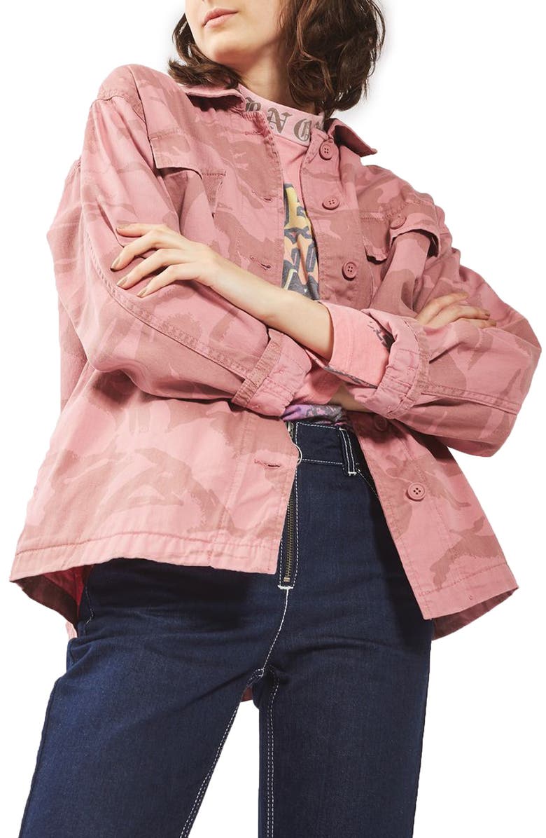 Topshop Camo Army Jacket, Main, color,
