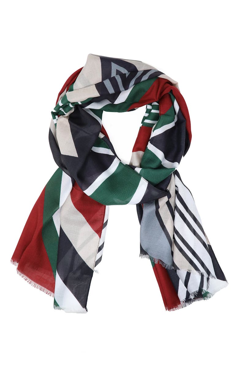 Nicoletta Rosi Reversible Stripe Modal Fringe Scarf, Alternate, color,