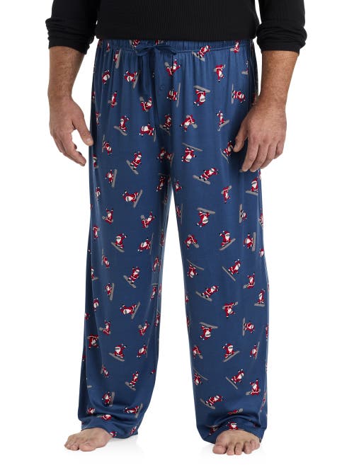 Harbor Bay By Dxl Big & Tall Santa Printed Lounge Pants In Blue