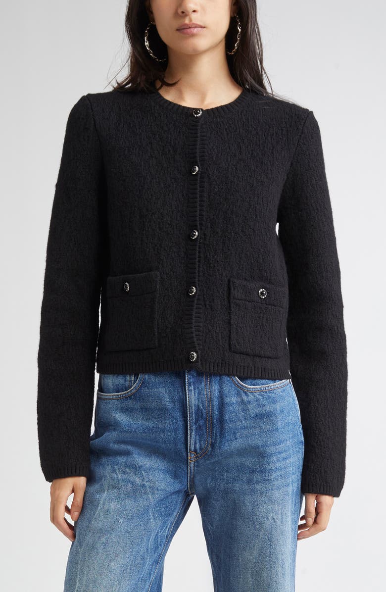 Rabanne Wool Blend Cardigan, Main, color, Black