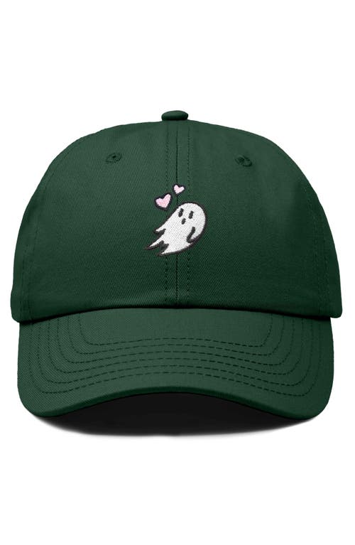 Dalix Heartly Ghost Embroidered Cap In Dark Green