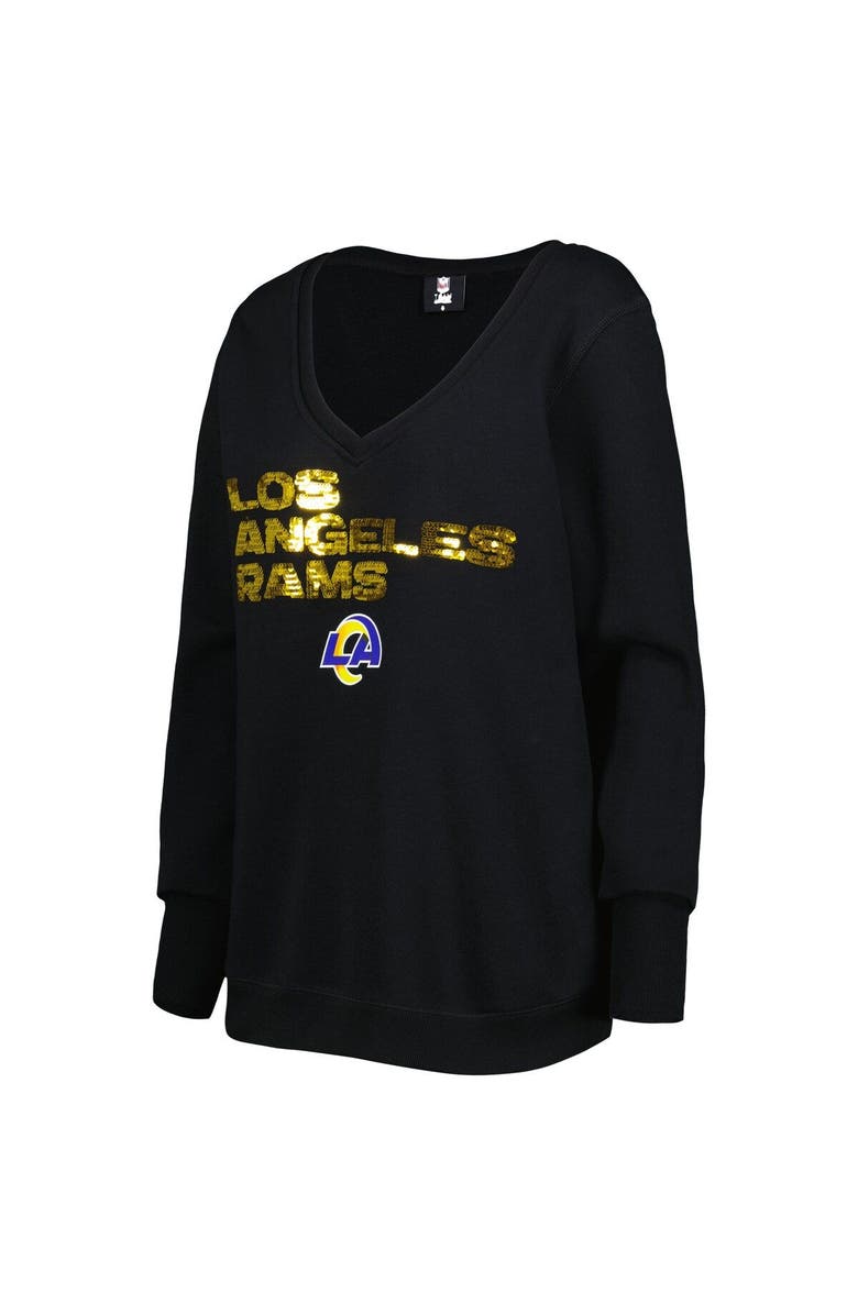 CUCE Women's Cuce Black Los Angeles Rams Sequin Logo V-Neck Pullover Sweatshirt, Alternate, color, Black