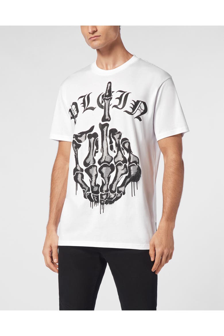 T-Shirt Round Neck Iconic Plein Men, Main, color, white