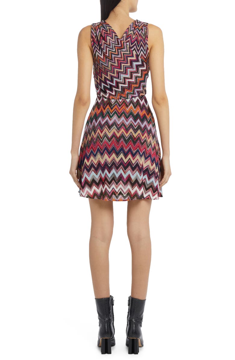 Missoni Metallic Zigzag Cross Neck Dress, Alternate, color, 