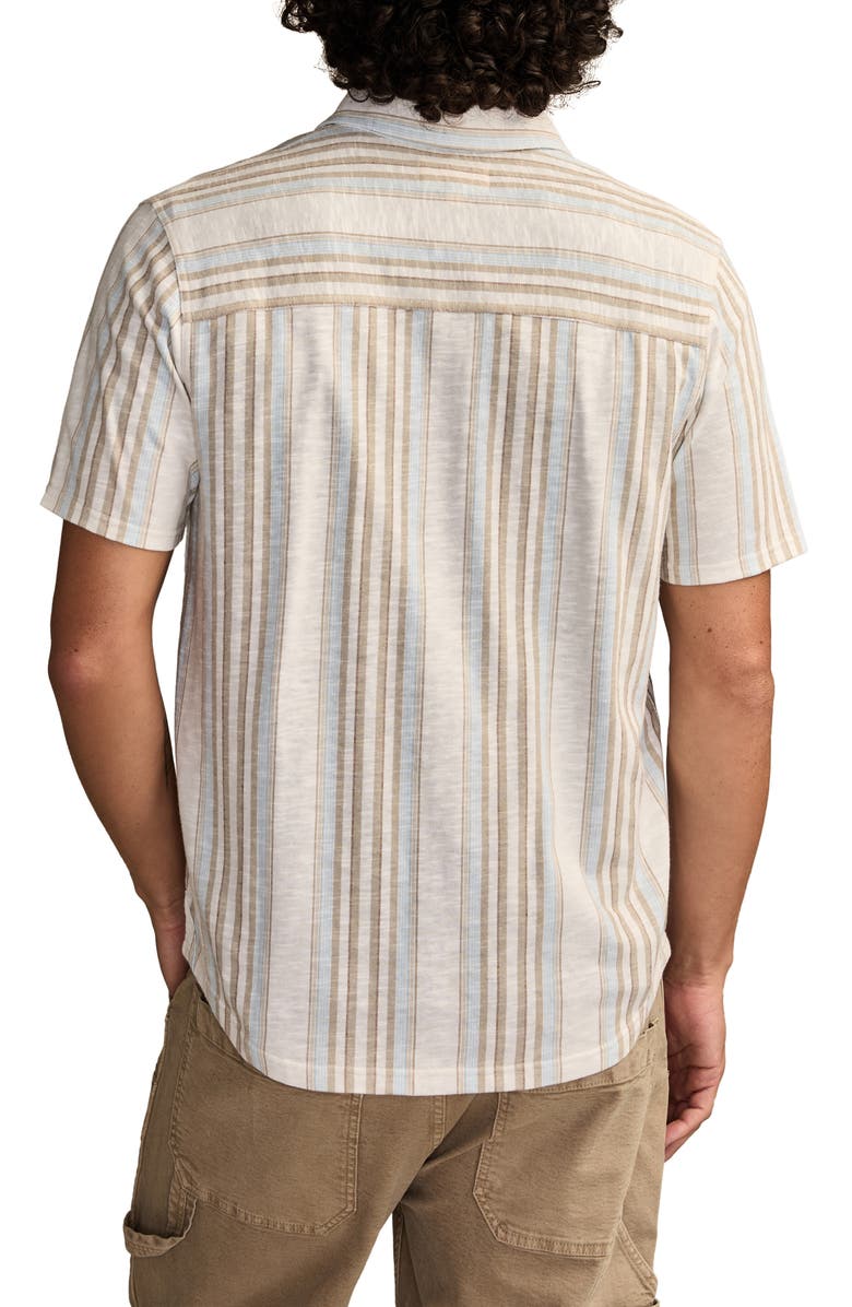 Lucky Brand Stripe Short Sleeve Cotton Blend Button-Up Shirt, Alternate, color, Starfish Multi