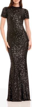 Dress the Population Kenzie Sequin Short Sleeve Mermaid Gown