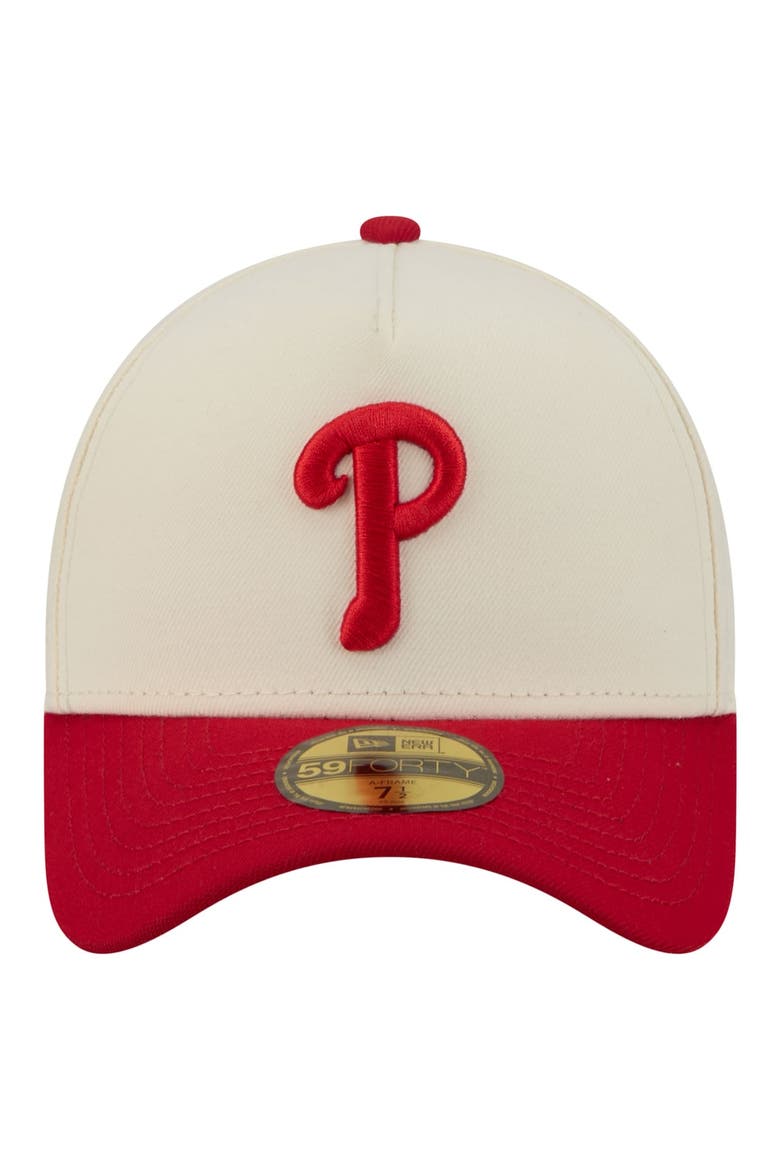 Men's New Era  Cream Philadelphia Phillies Chrome A-Frame 59FORTY Fitted Hat, Alternate, color, Cream