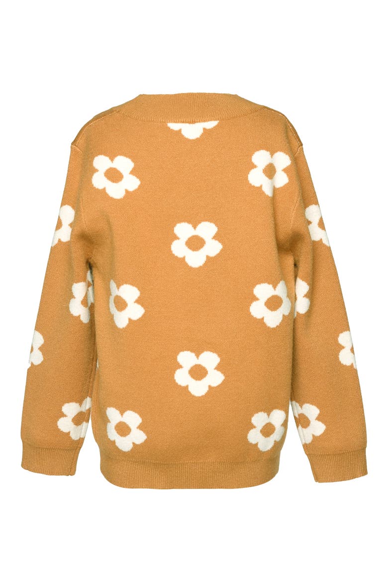 Kids' Intarsia Flower Crewneck Sweater, Alternate, color, BRONZE