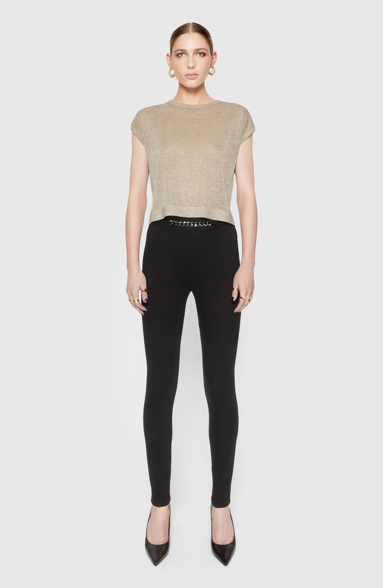 Rebecca Minkoff Sienna Chain Detail Leggings, Alternate, color, True Black