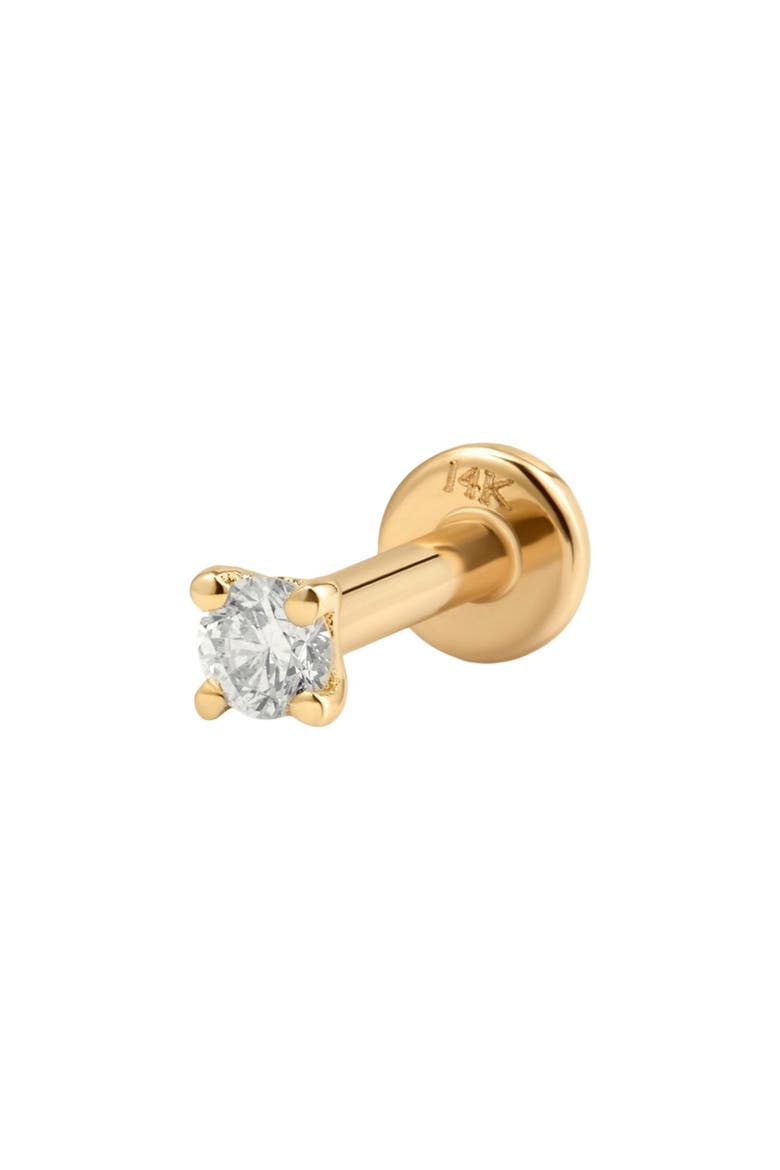 14k Diamond Prong-Set Stud Earring (Flat Back) - Single, Main, color, 14k Solid Gold