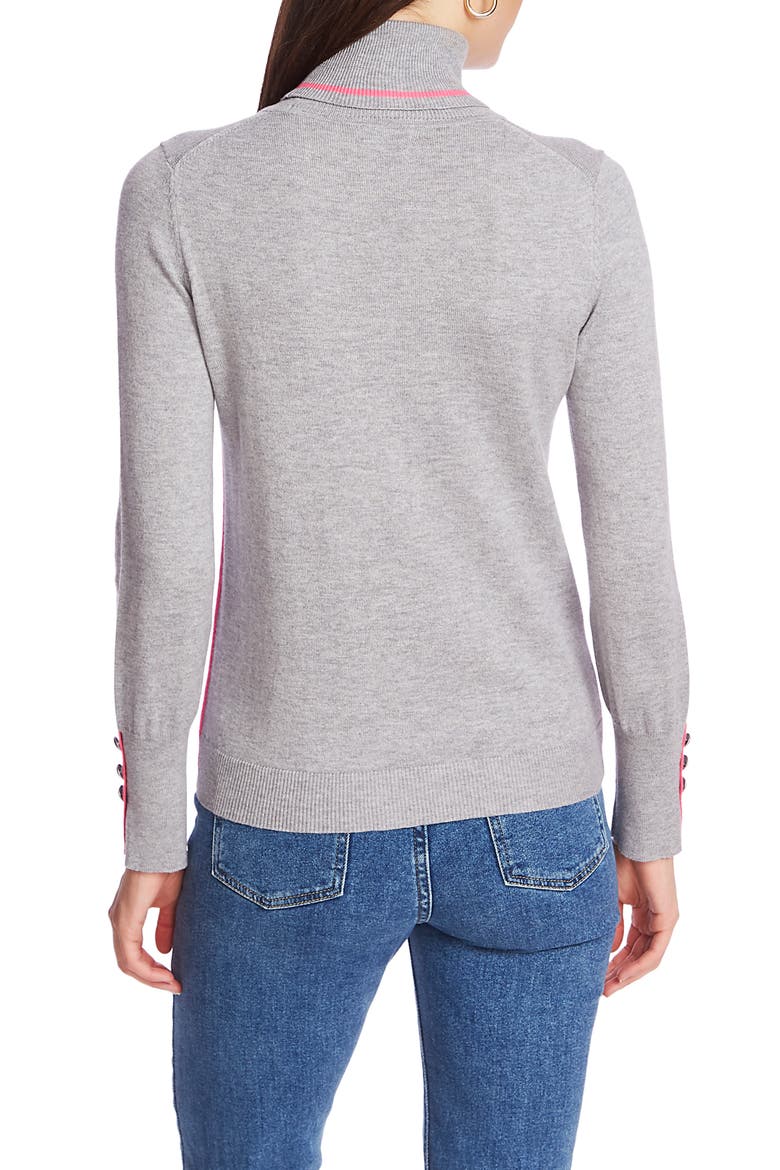 Button Cuff Tipped Turtleneck Sweater, Alternate, color, SILVER HTHR
