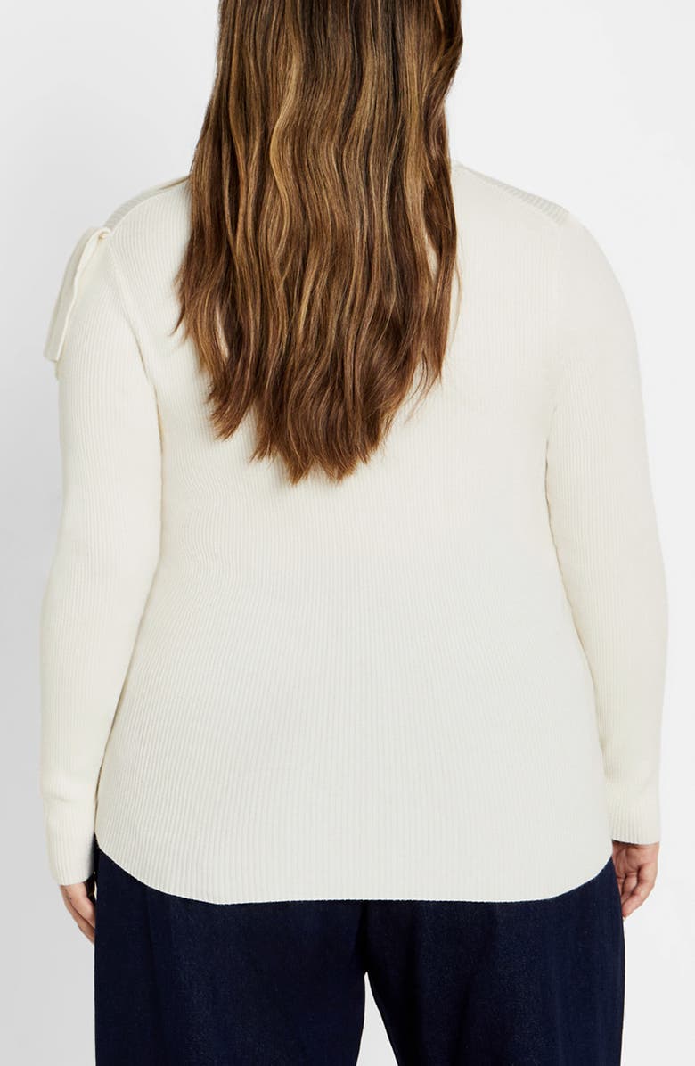 City Chic Helen Ruffle Knit Top, Alternate, color, Ivory