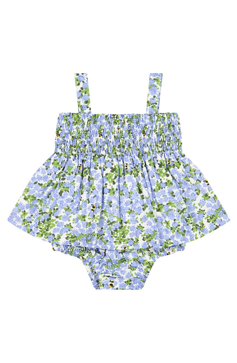 Busy Bees Hazel Romper Blue Hydrangea, Main, color, 