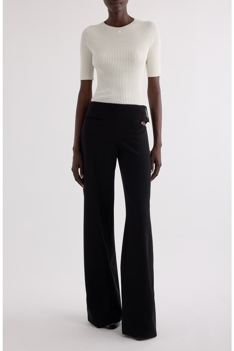 Solar Light Short Sleeve Cotton & Merino Wool Rib Sweater, Alternate, color, HERITAGE WHITE