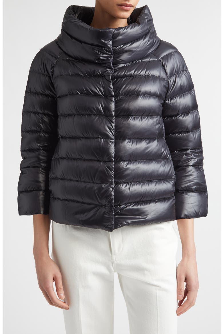 Shiny Short Hooded Down Puffer Jacket, Main, color, 9004 CELESTE