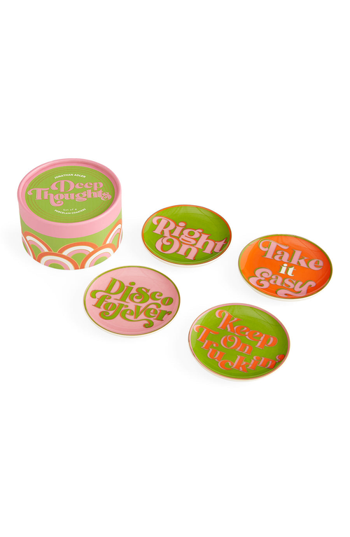 Jonathan Adler Deep Thoughts Coaster Set In Multi
