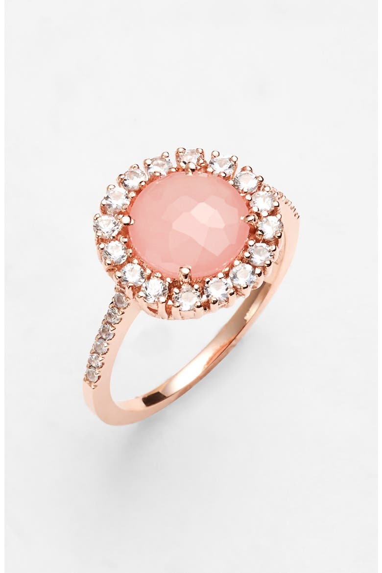 KALAN by Suzanne Kalan Round Sapphire Bezel Ring, Main, color, ROSE GOLD/ ROSE QUARTZ