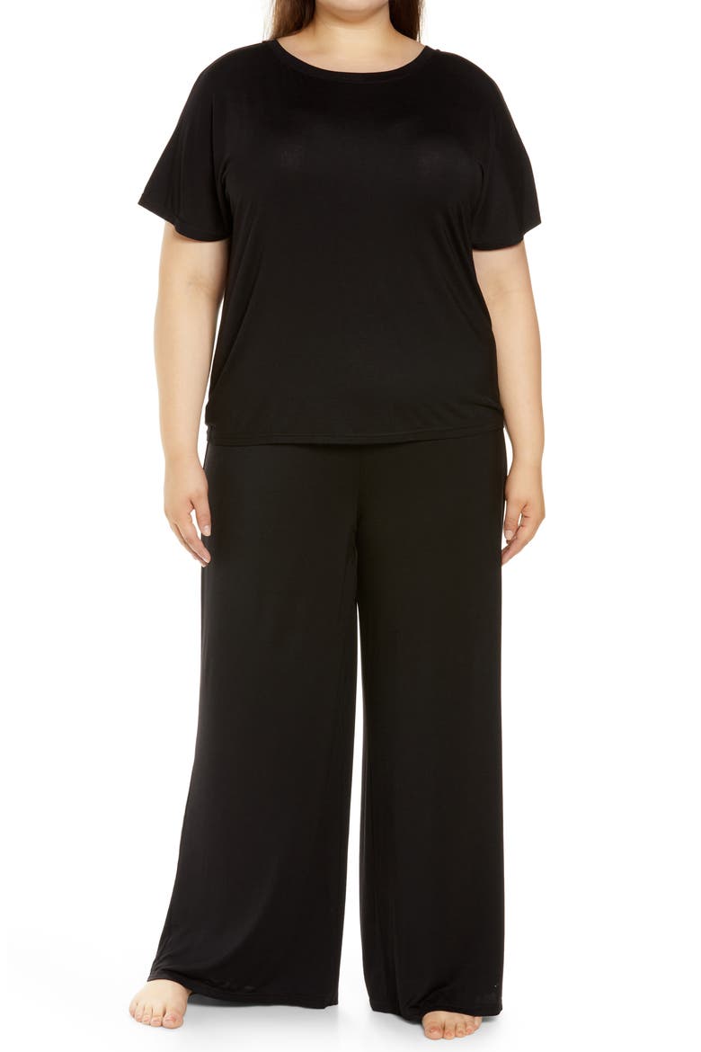 Moonlight Easy Knit Pajamas, Main, color, BLACK