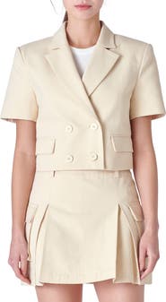 English Factory Short Sleeve Double Breasted Blazer