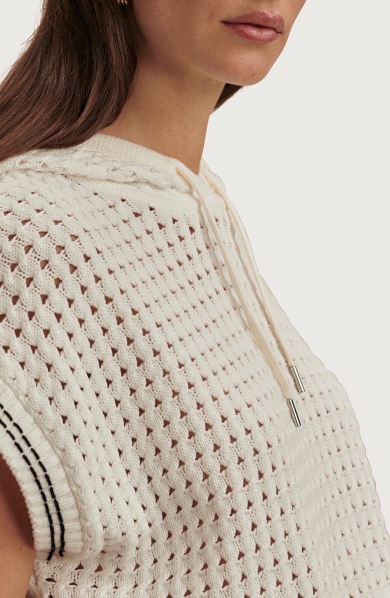 Varley Vittoria Open Stitch Knit Hoodie, Alternate, color, Snow White