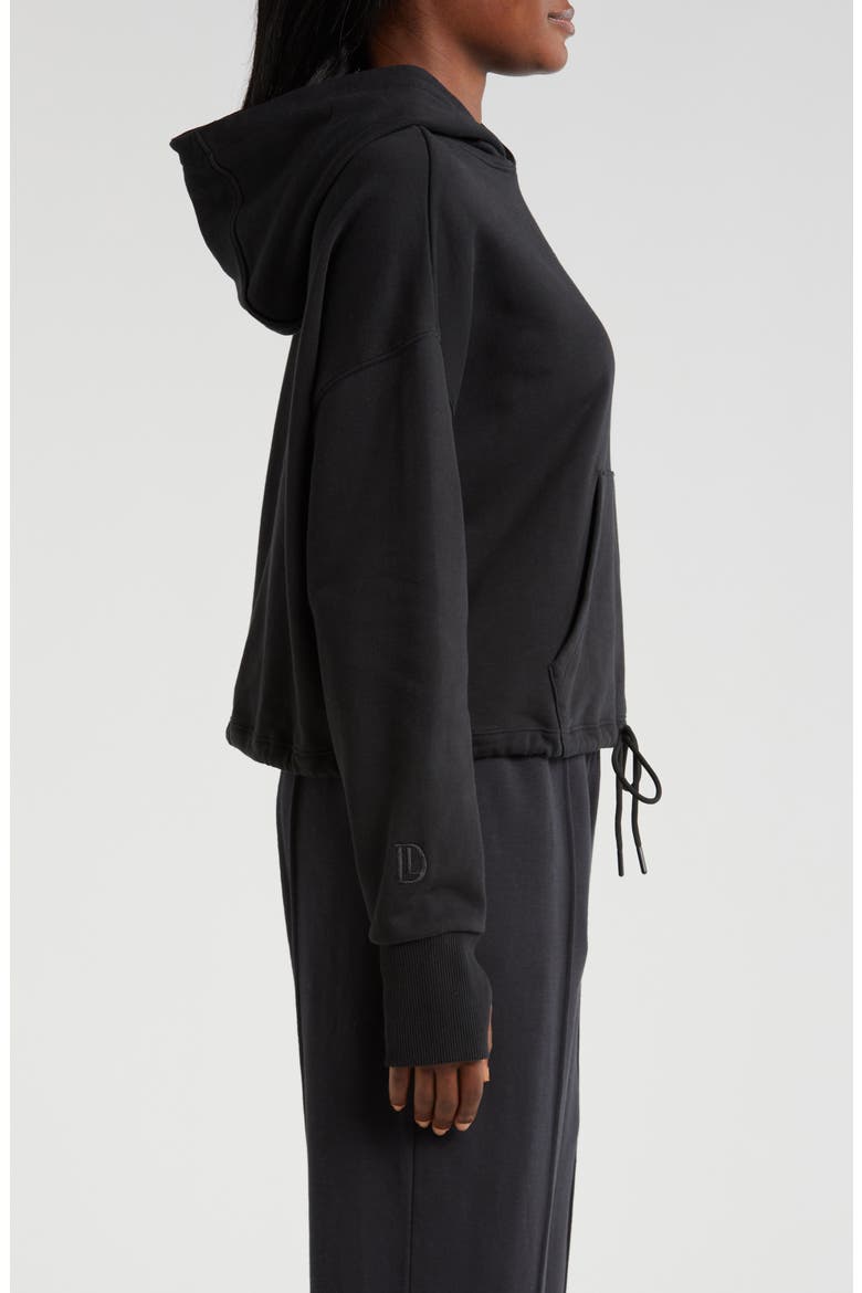 Relaxed Crop Hoodie, Alternate, color, BLACK