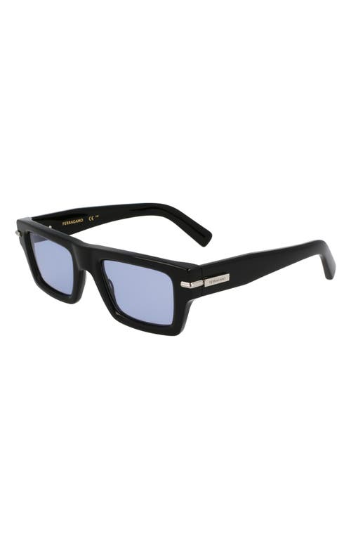 Ferragamo Prisma 50mm Rectangular Sunglasses In Black