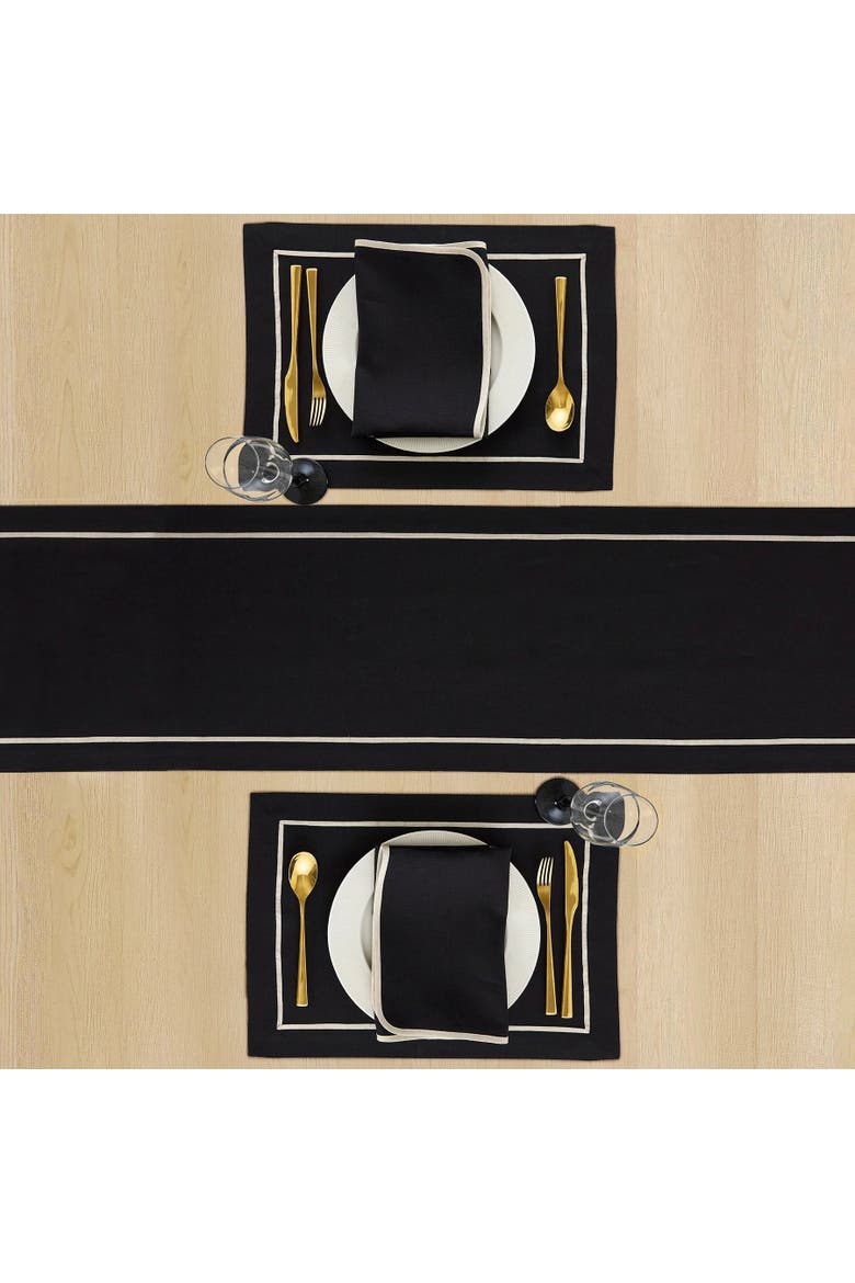 Linen Placemats Set of 4, 14 x 19" - Kensington, Alternate, color, Black