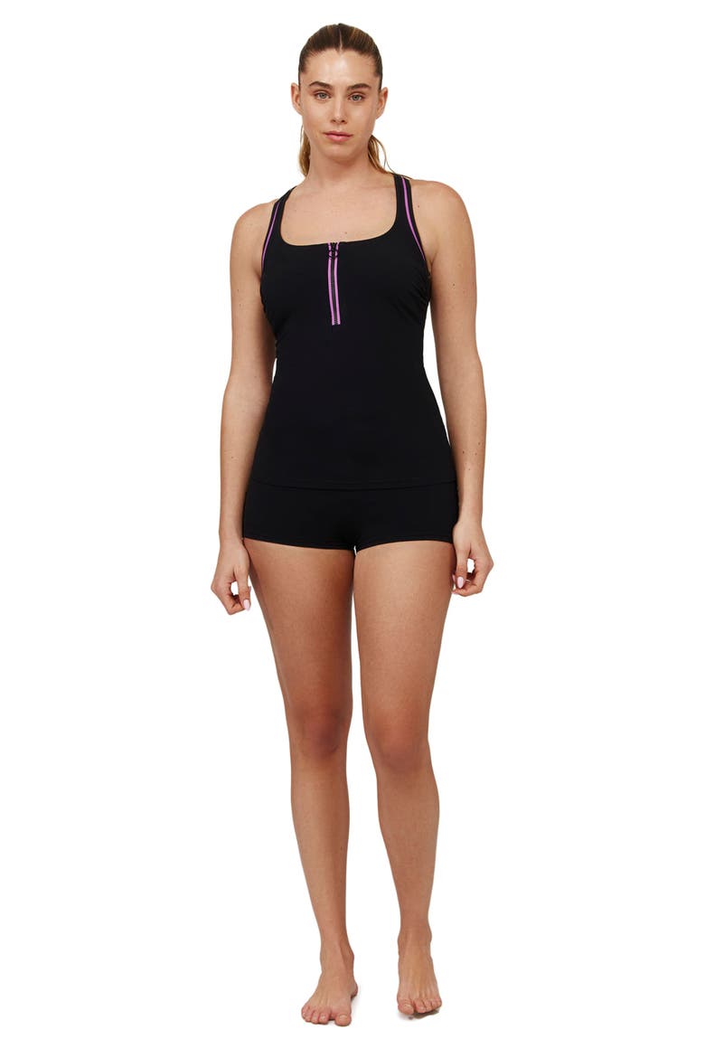 Duke Scoop Neck Tankini Top, Main, color, Black-Purple