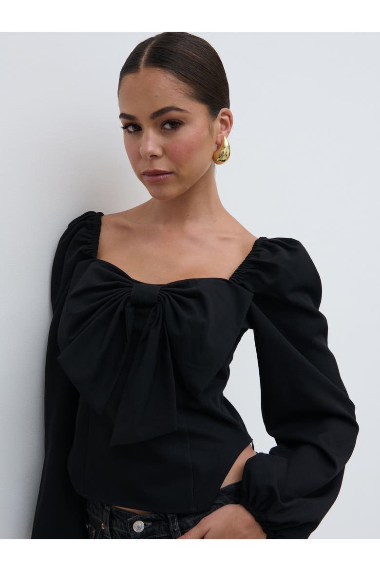 Jemima Exaggerated Bow Top, Alternate, color, Black
