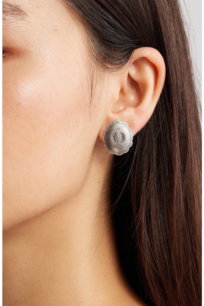 Silver Dusk Concho Earrings, Alternate, color, SILVER