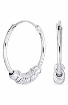 BLING JEWELRY Bali Boho Ring Huggie Hoop Earrings