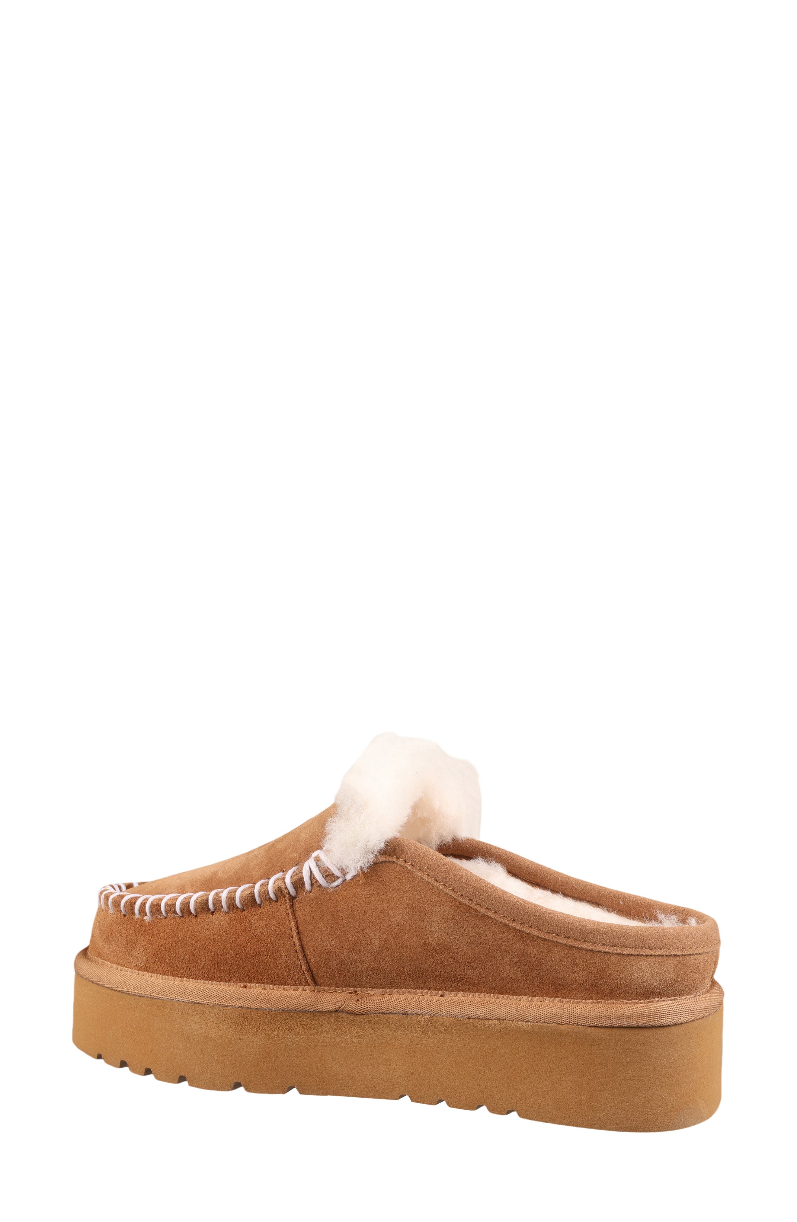 Mykos Suede Genuine Shearling Lined Water Repellent Clog, Alternate, color, Chestnut
