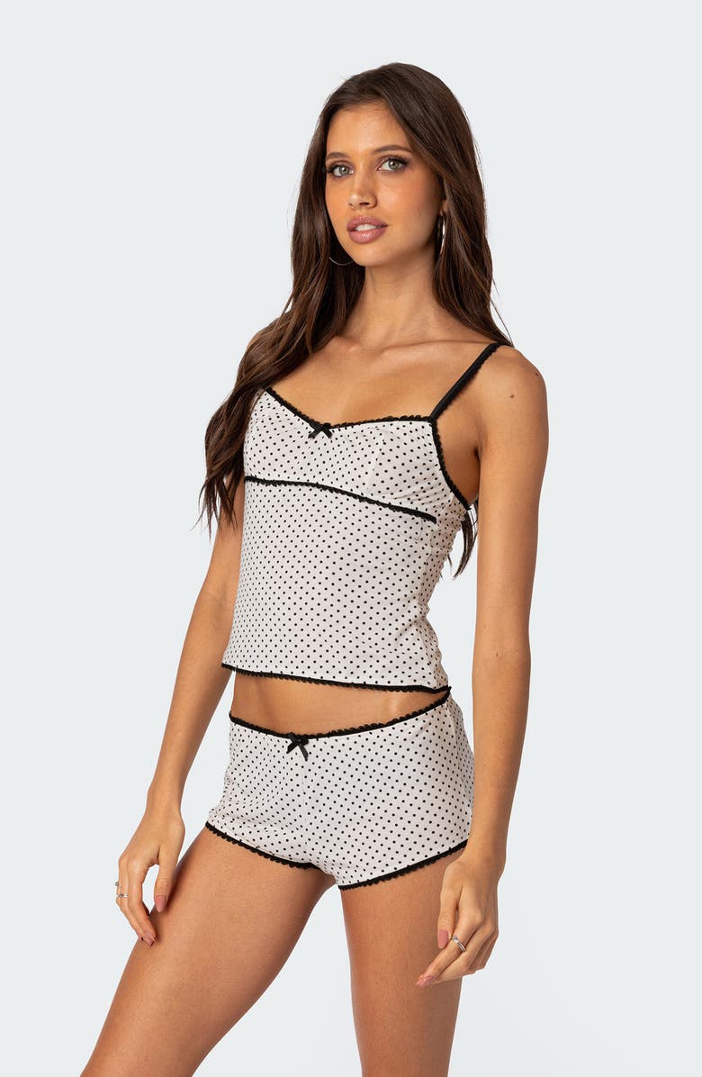EDIKTED Kendall Polka Dot Camisole, Alternate, color, White