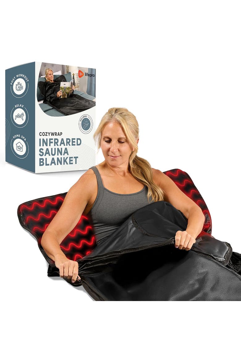 CozyWrap Dual-Zone Infrared Portable Sauna Blanket, Main, color, Black