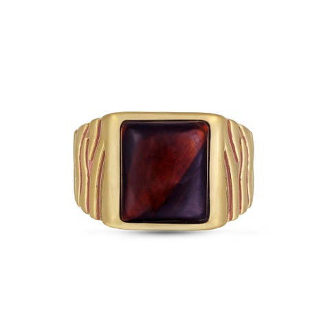 Chatoyant Red Tiger Eye Sterling Silver Men Signet Ring