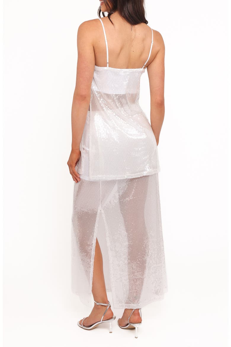 Vienne Sequin Top & Maxi Skirt Set, Alternate, color, WHITE SEQUIN