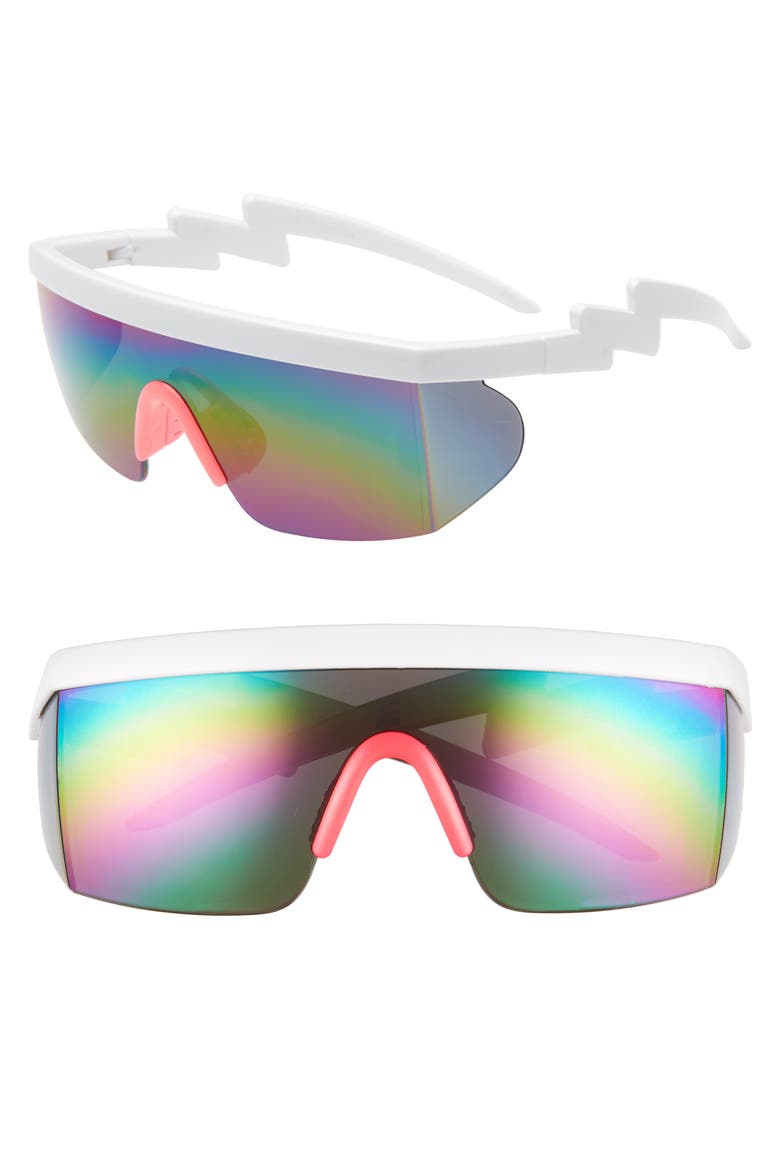 Sport Shield Sunglasses, Main, color, PINK / WHITE