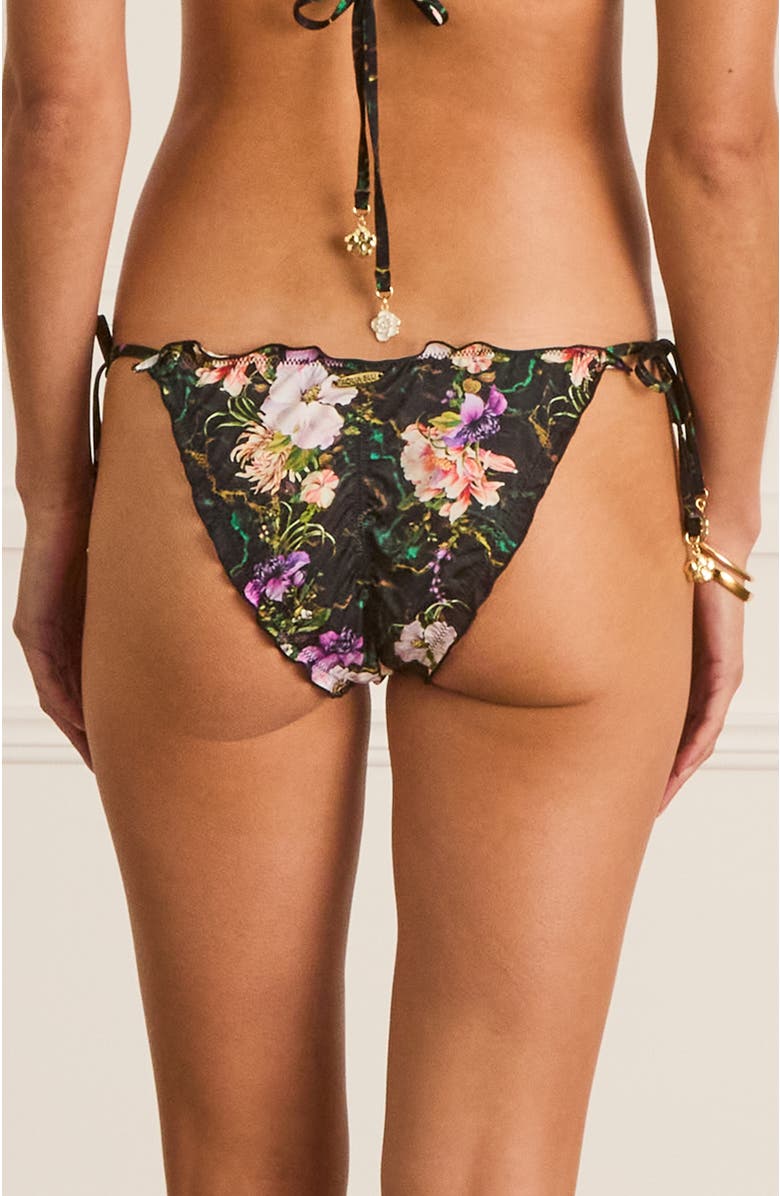 Aqua Blu Lettuce Edge Bri Tie Side Pant Bikini Bottom, Alternate, color, Black