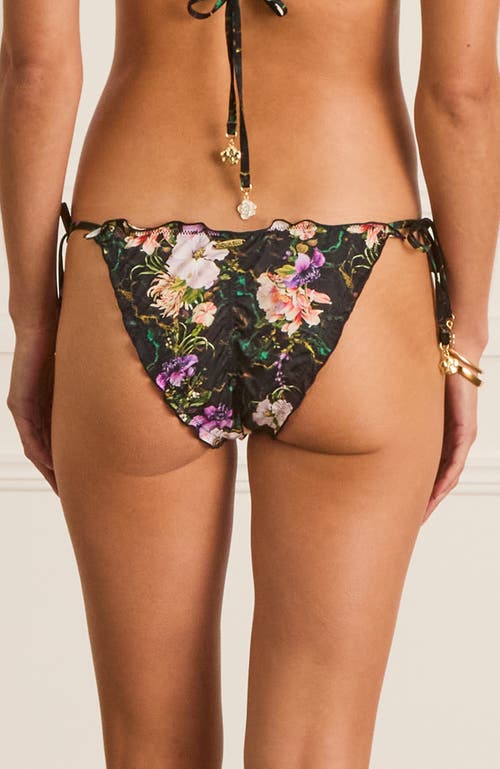 Aqua Blu Lettuce Edge Bri Tie Side Pant Bikini Bottom In Black