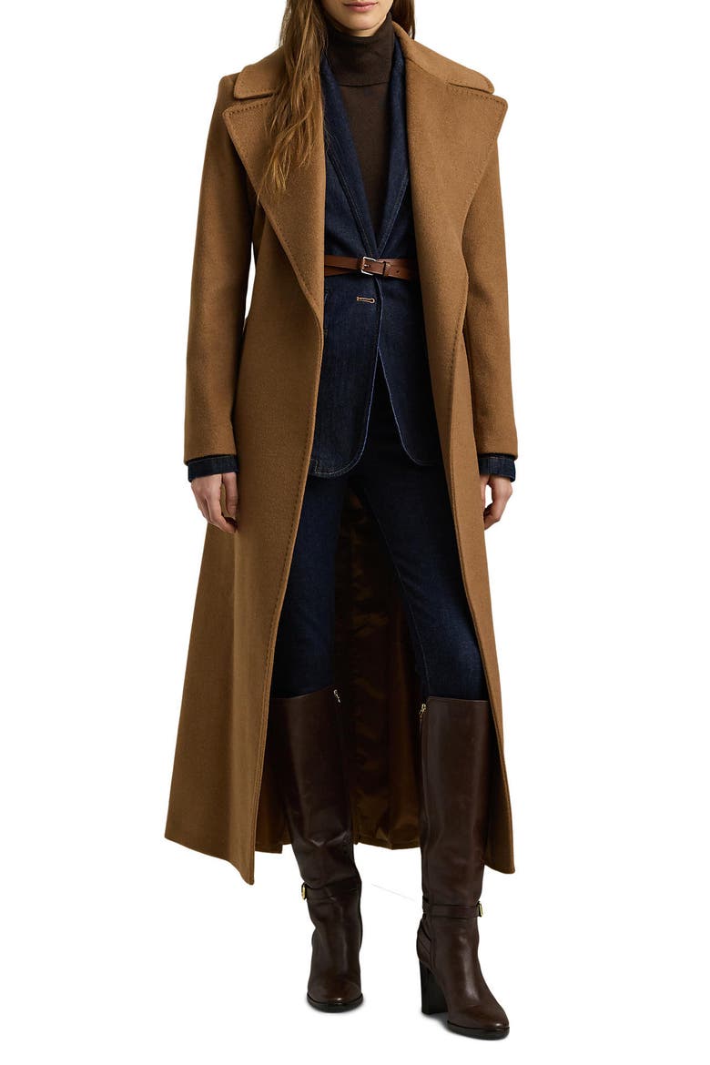 Belted Wool Blend Wrap Coat, Main, color, NEW VICUNA
