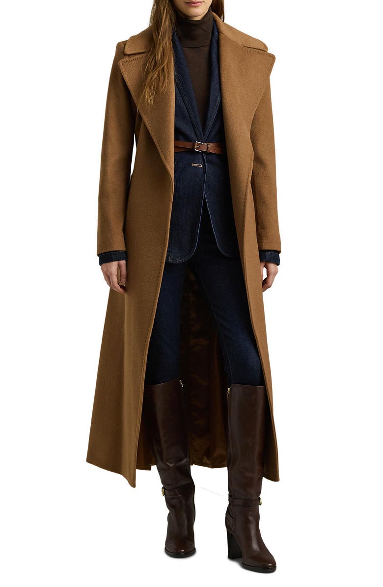 Double Breasted Wool Blend Reefer Coat