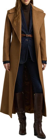 Belted Wool Blend Wrap Coat