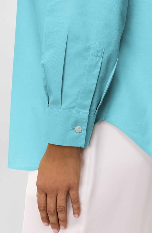 Foxcroft Boyfriend Non-iron Cotton Blouse In Blue