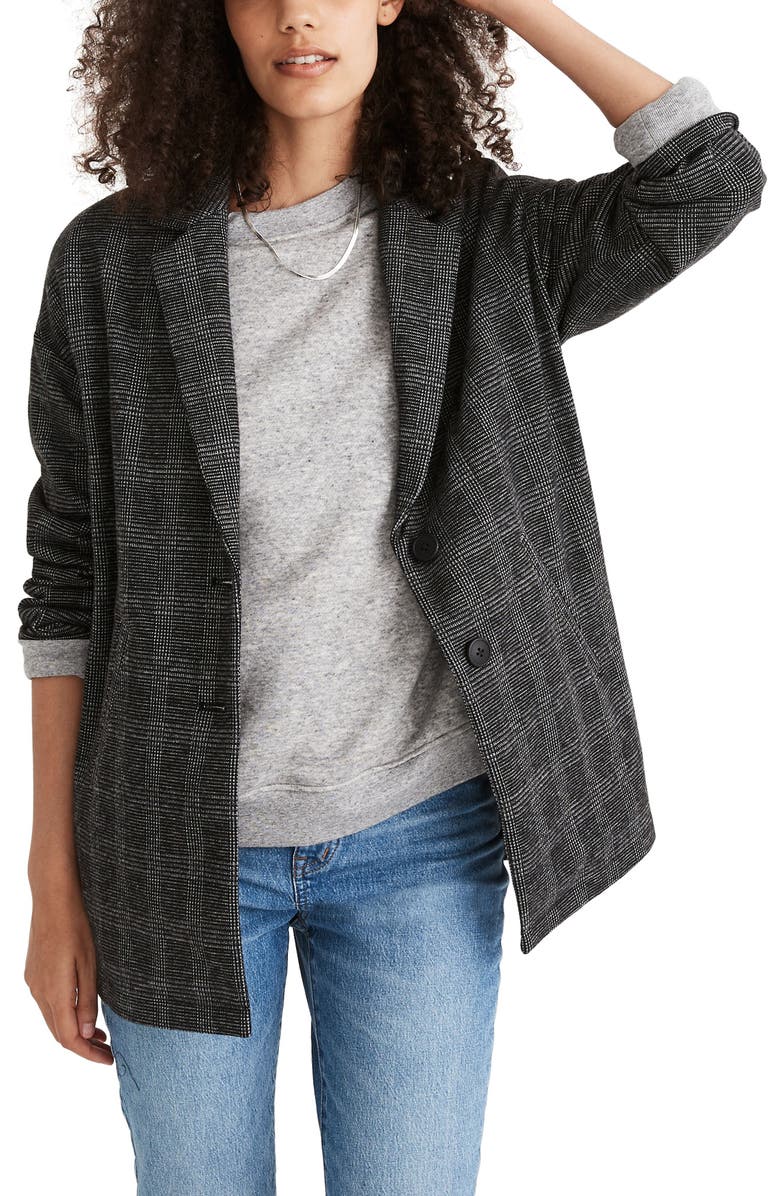 Madewell Glen Plaid Oversize Knit Blazer, Main, color,