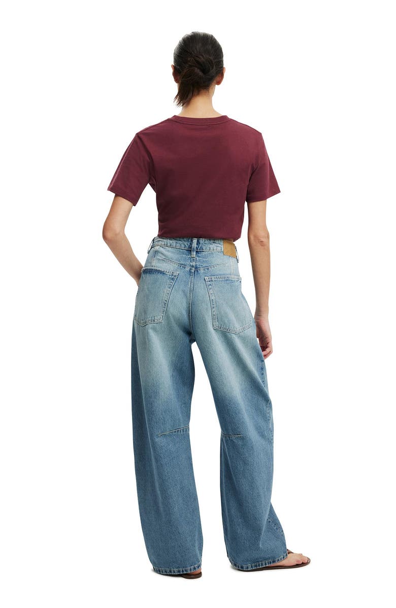 Cotton On Women's Barrel Jean, Alternate, color, Movin Blue